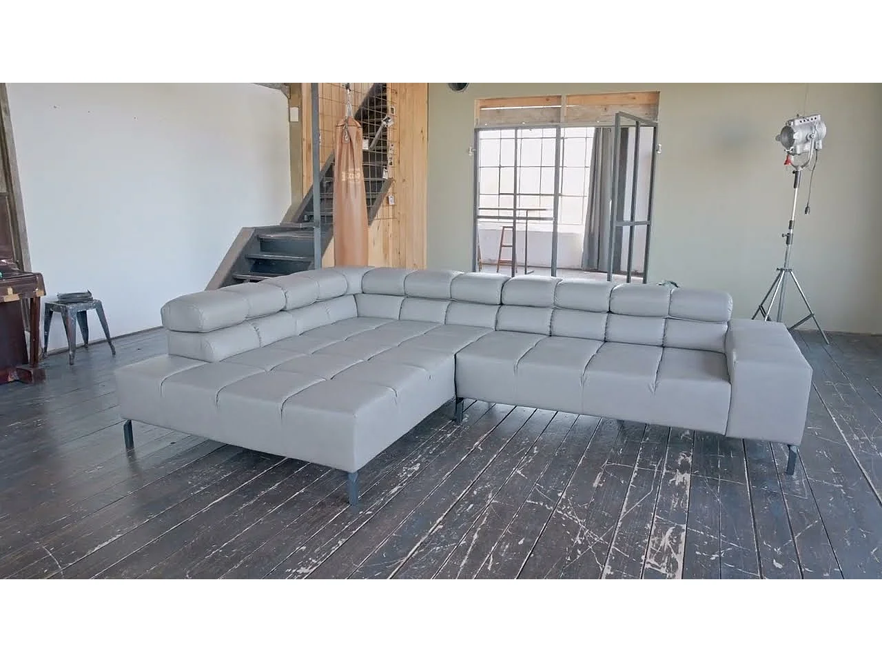 Ecksofa - Anthrazit Leder - NELSON