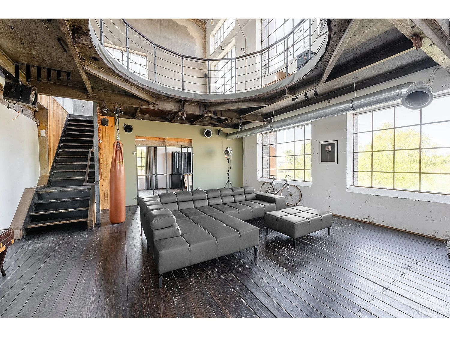 Ecksofa - Anthrazit Leder - NELSON