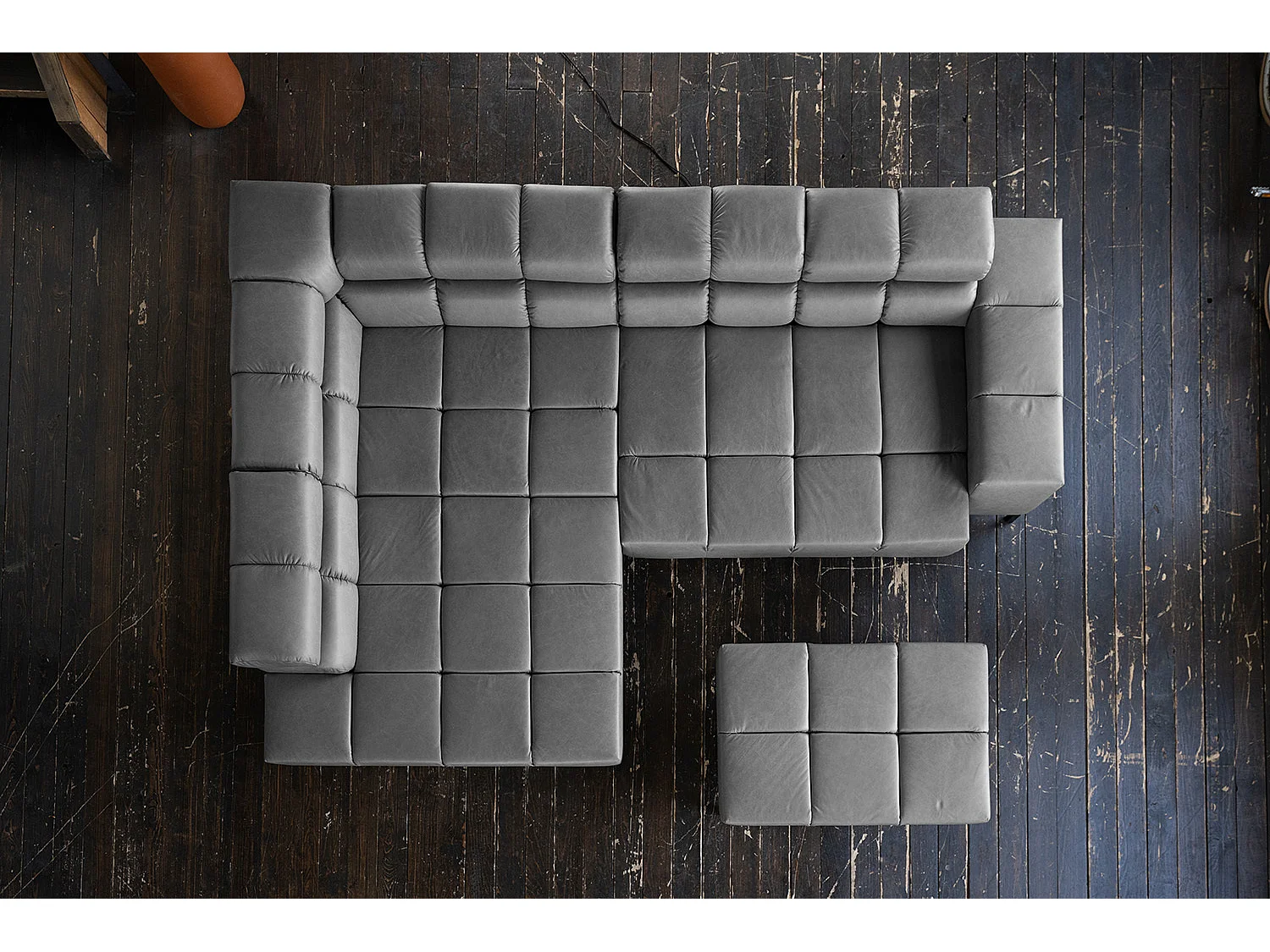 Canapé d'angle - anthracite cuir - NELSON