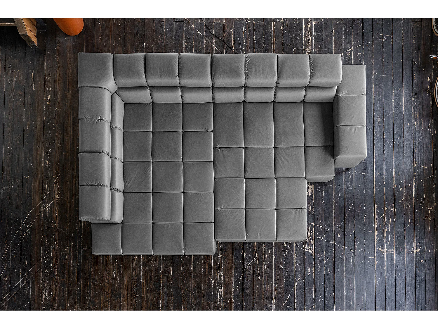 Canapé d'angle - anthracite cuir - NELSON
