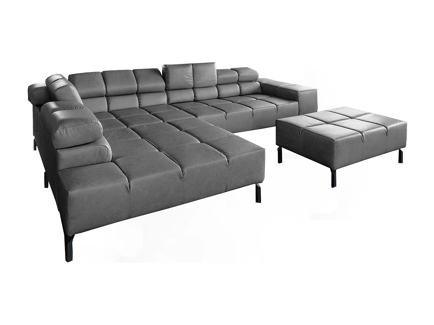 Canapé d'angle - anthracite cuir - NELSON