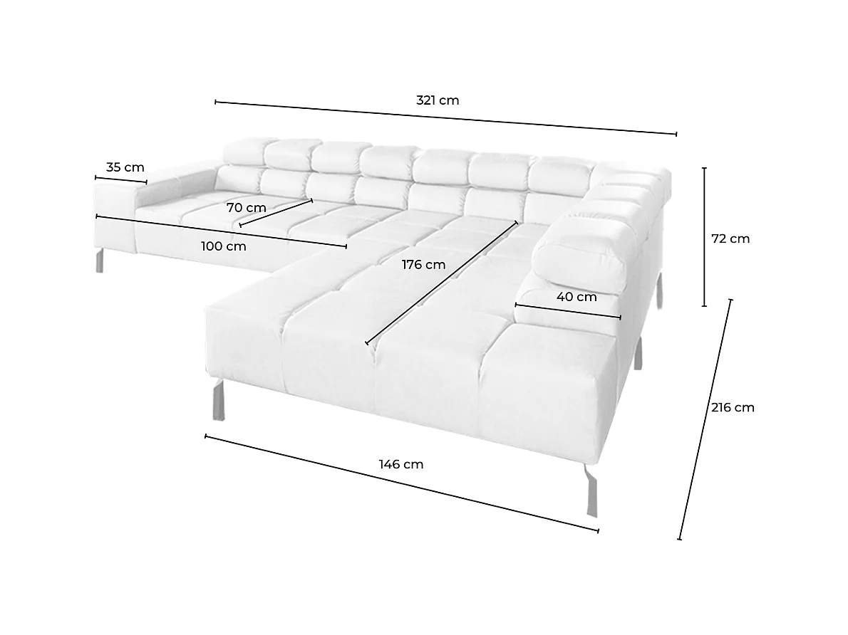 Ecksofa - Schwarz Leder - NELSON