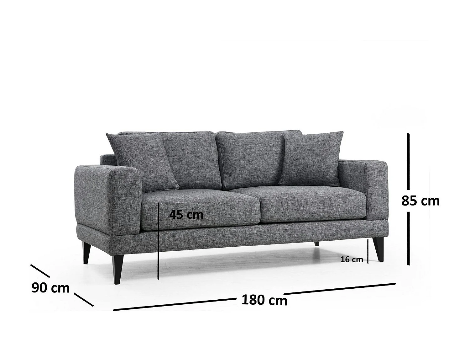 Canapé 2 places gris - style contemporain VENCE