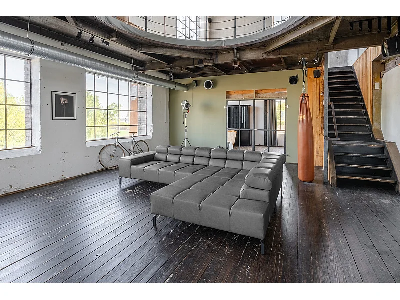 Sofá esquinero - antracita piel - NELSON