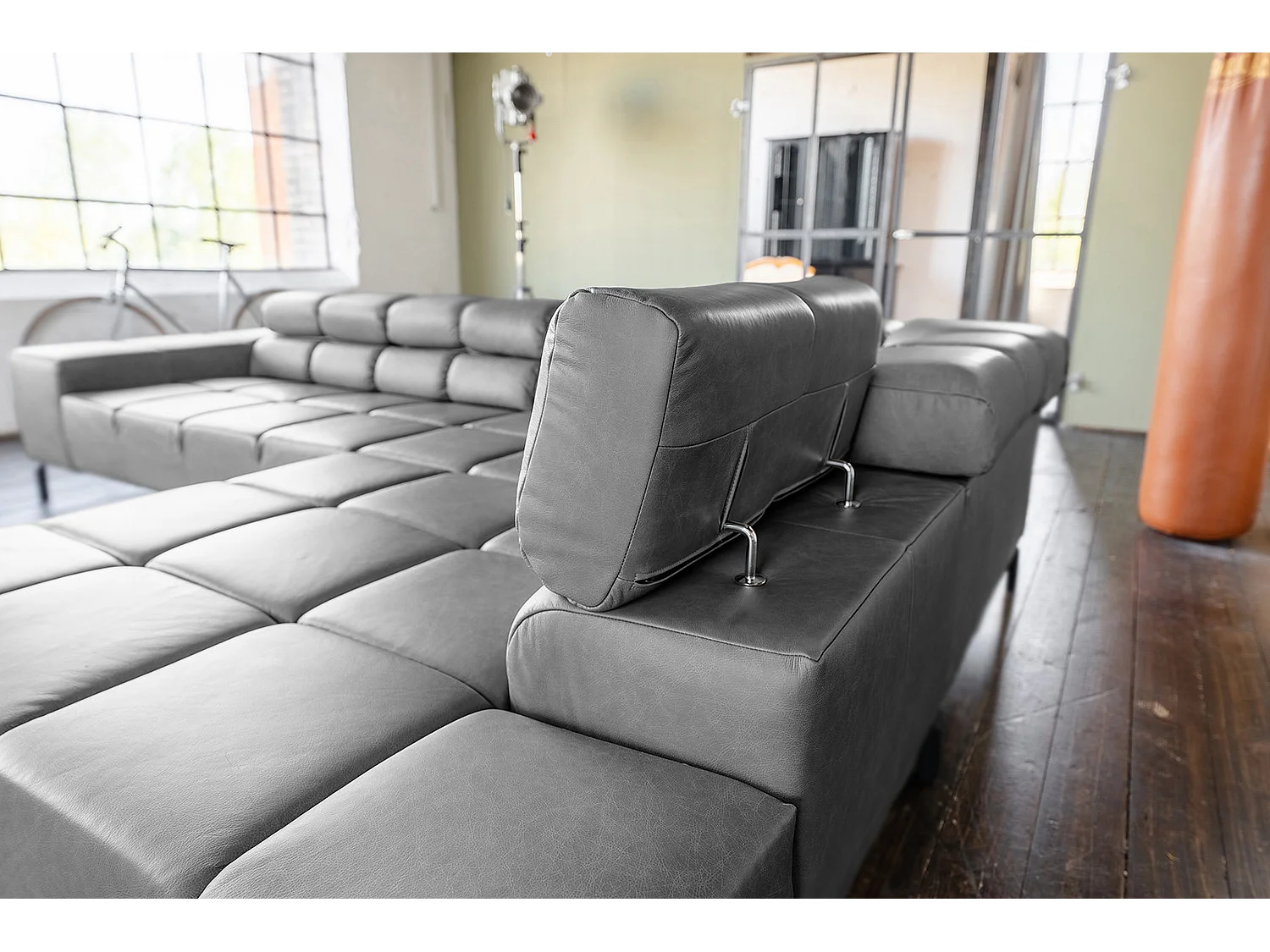 Ecksofa - Anthrazit Leder - NELSON