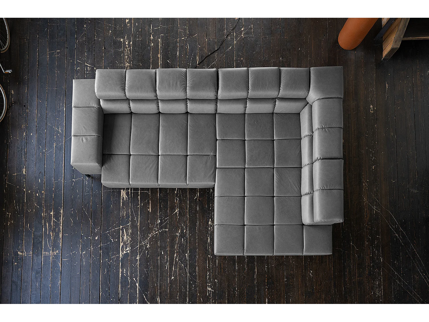 Canapé d'angle - anthracite cuir - NELSON