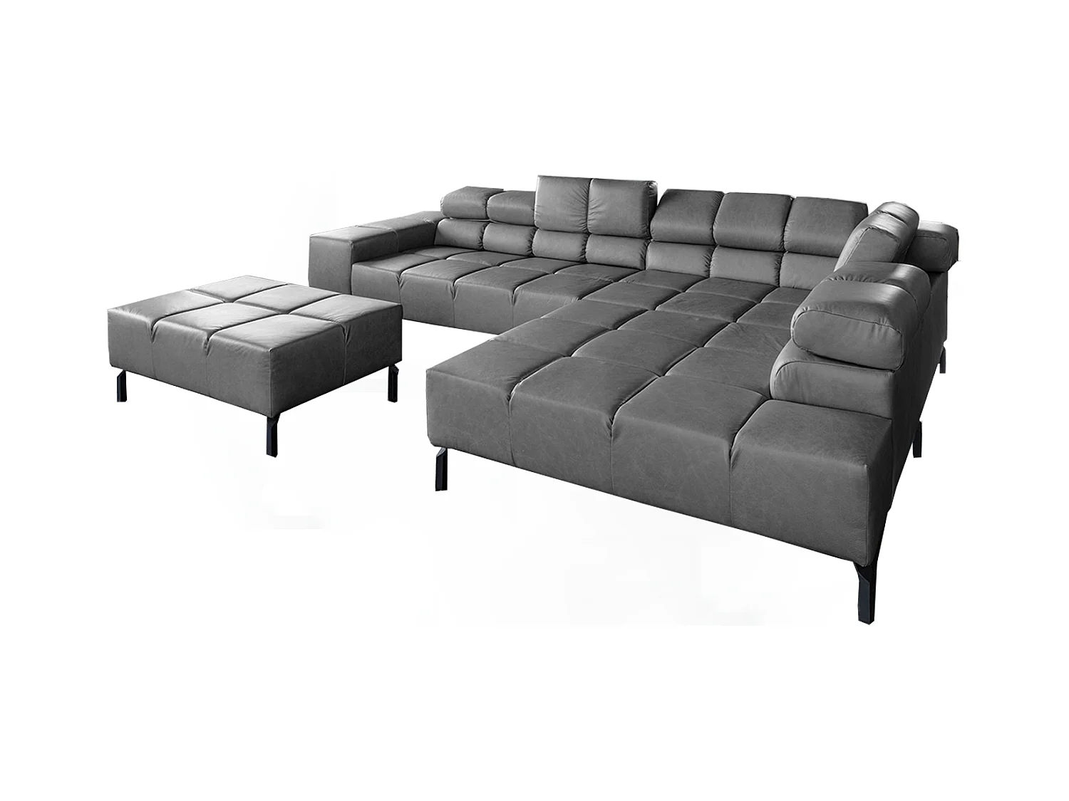 Sofá esquinero - antracita piel - NELSON