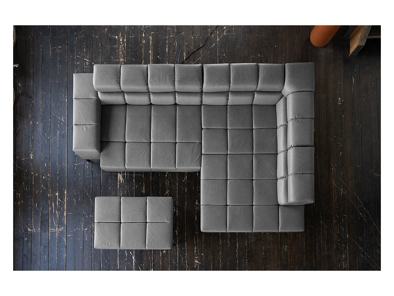 Sofá esquinero - antracita piel - NELSON