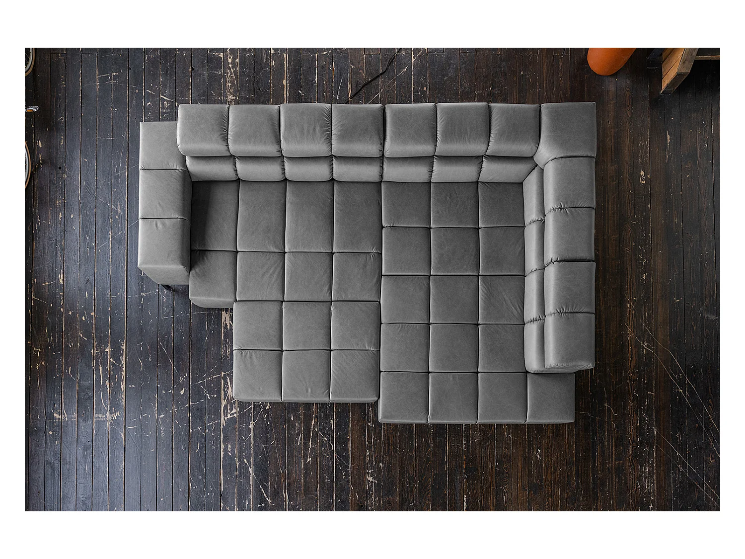 Sofá esquinero - antracita piel - NELSON