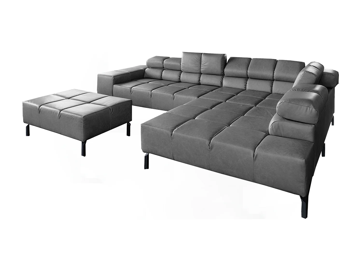 Canapé d'angle - anthracite cuir - NELSON