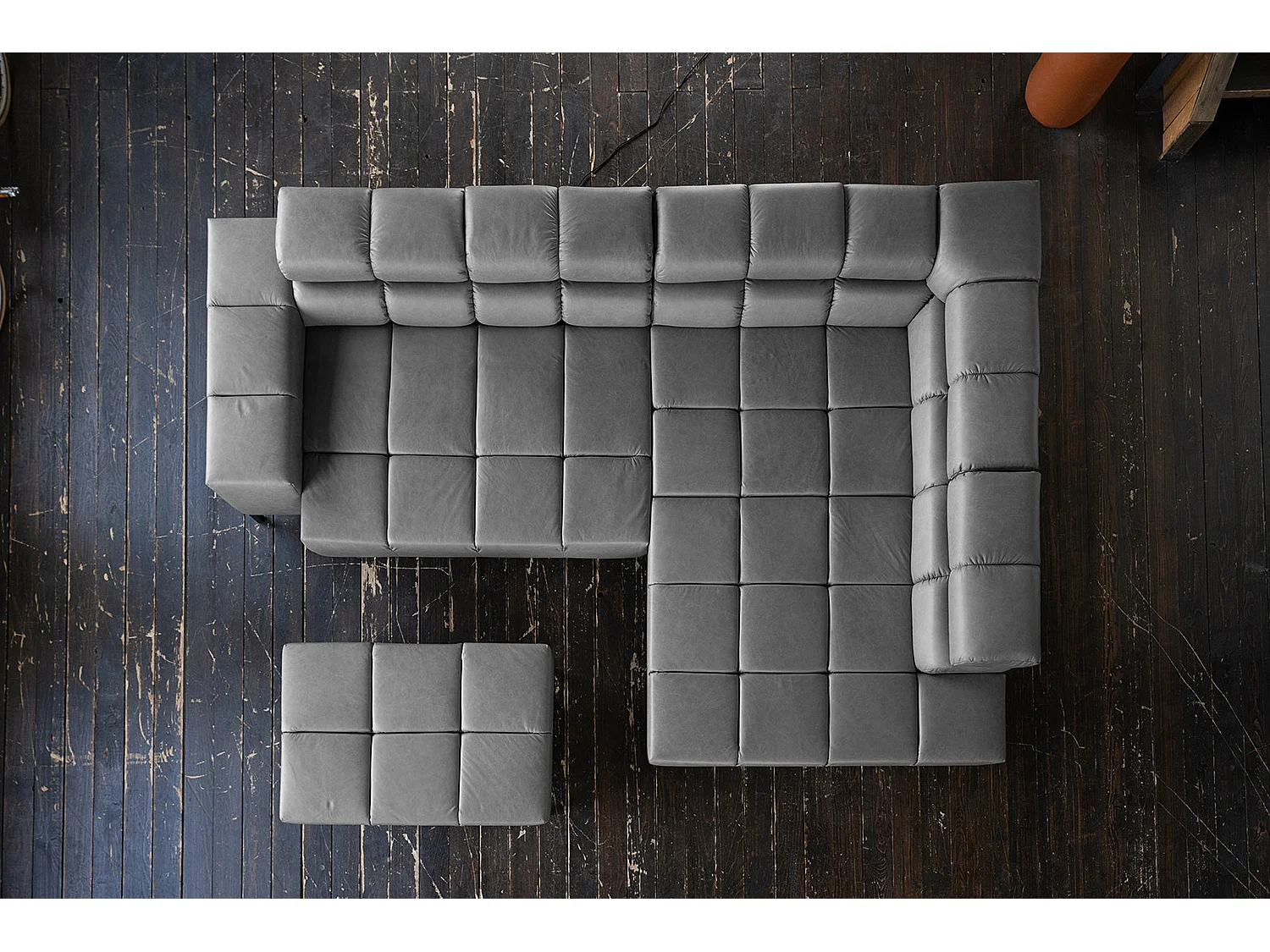 Canapé d'angle - anthracite cuir - NELSON