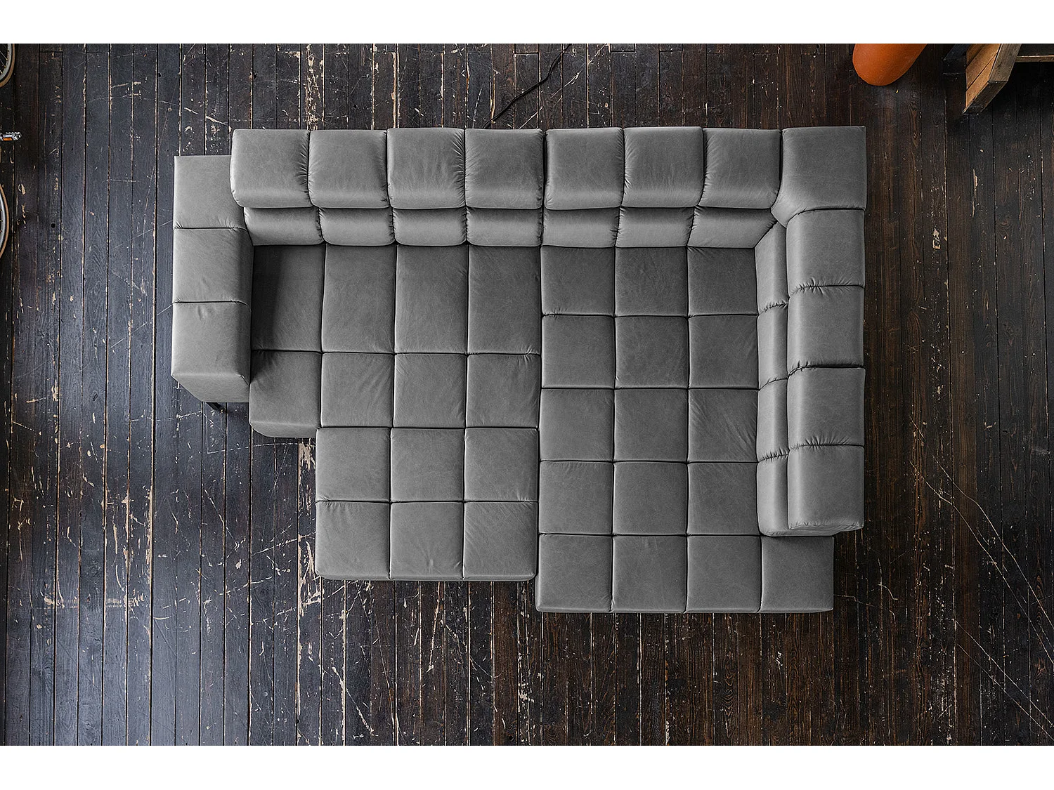 Canapé d'angle - anthracite cuir - NELSON