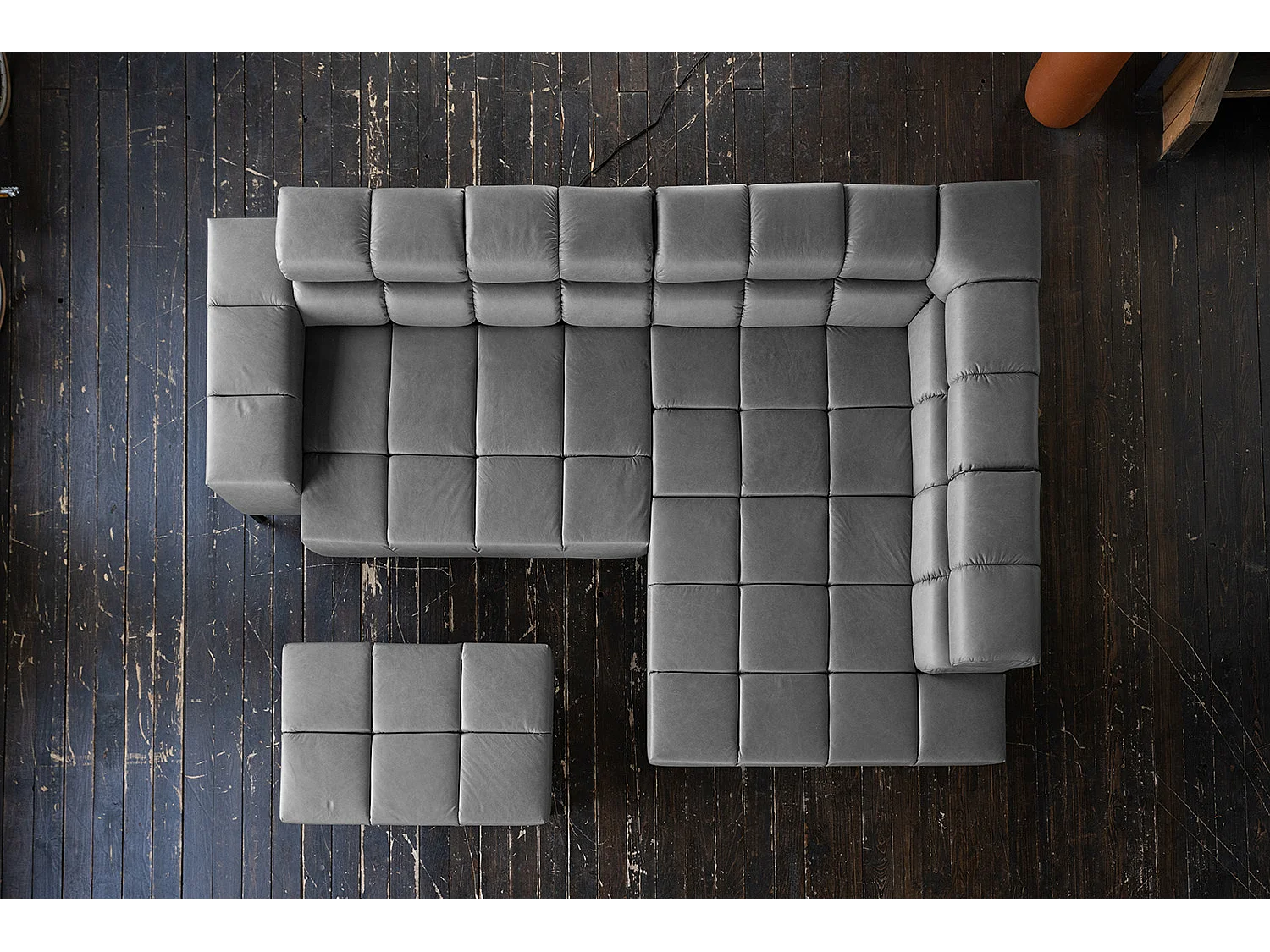 Sofá esquinero - antracita piel - NELSON