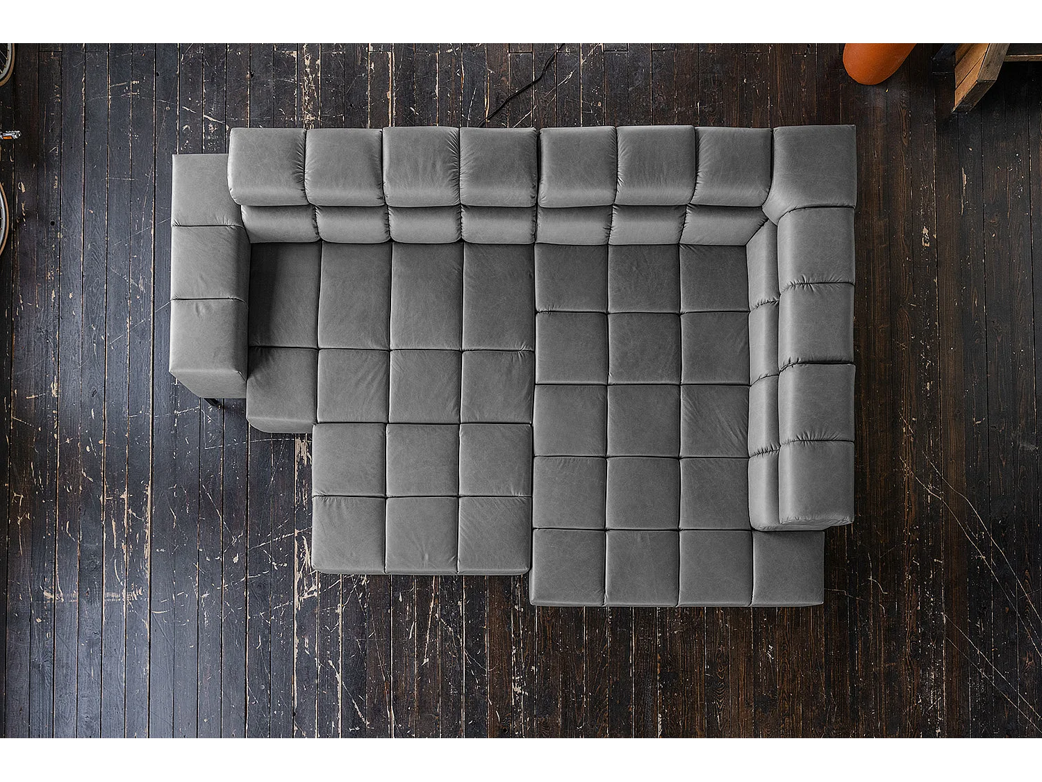 Sofá esquinero - antracita piel - NELSON