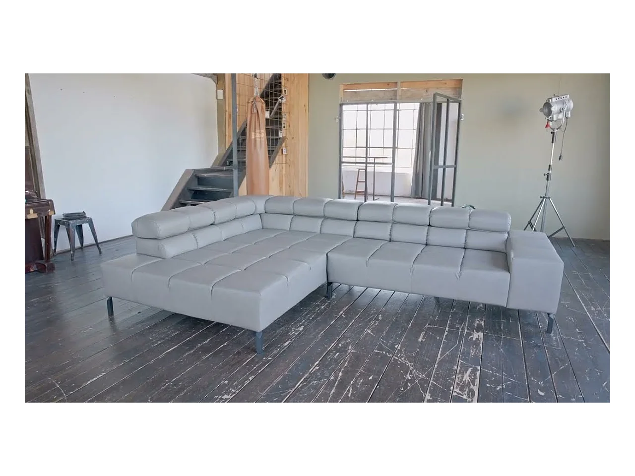 Canapé d'angle - Rouge cuir - NELSON