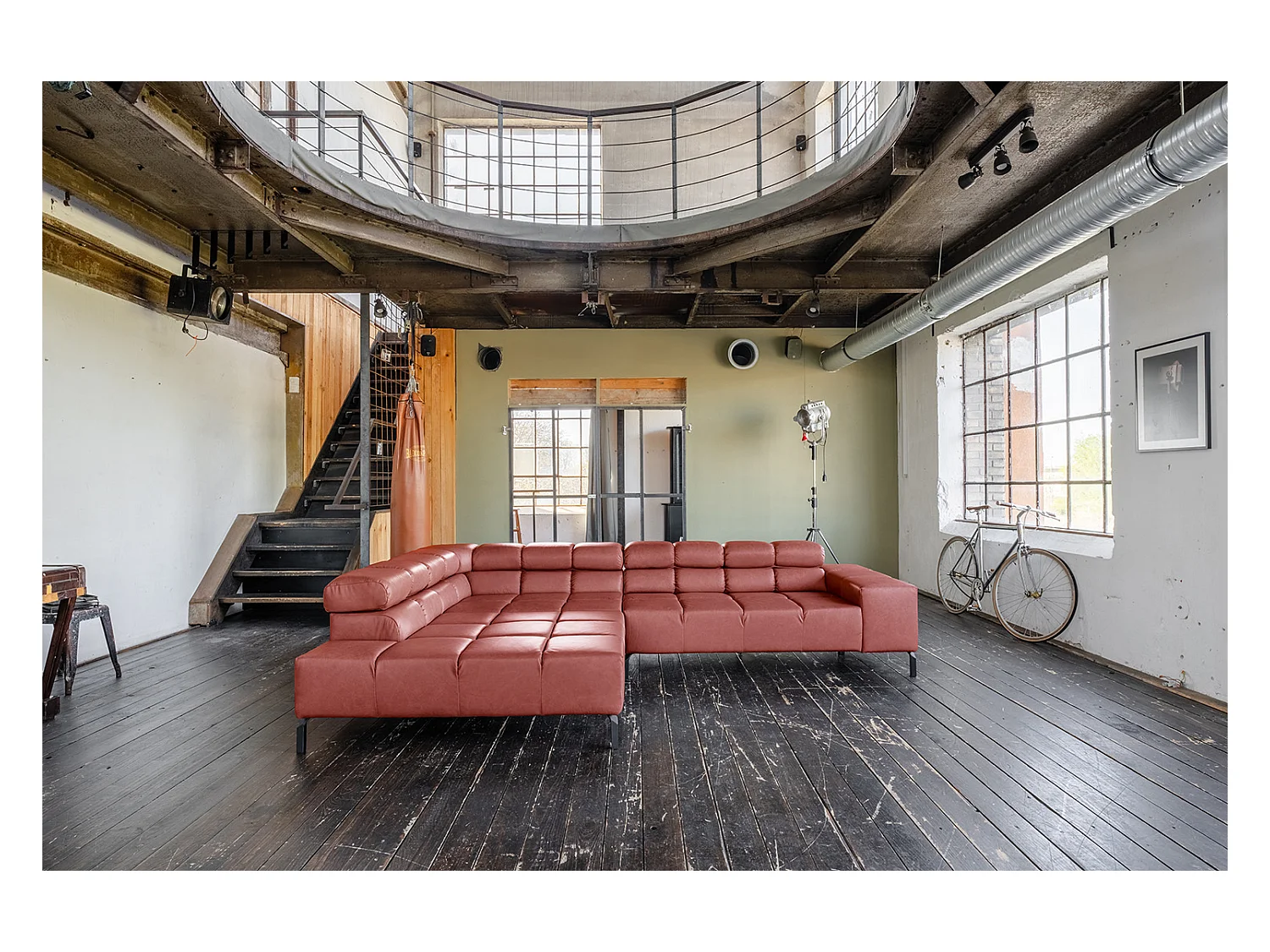 Ecksofa - Rot Leder - NELSON