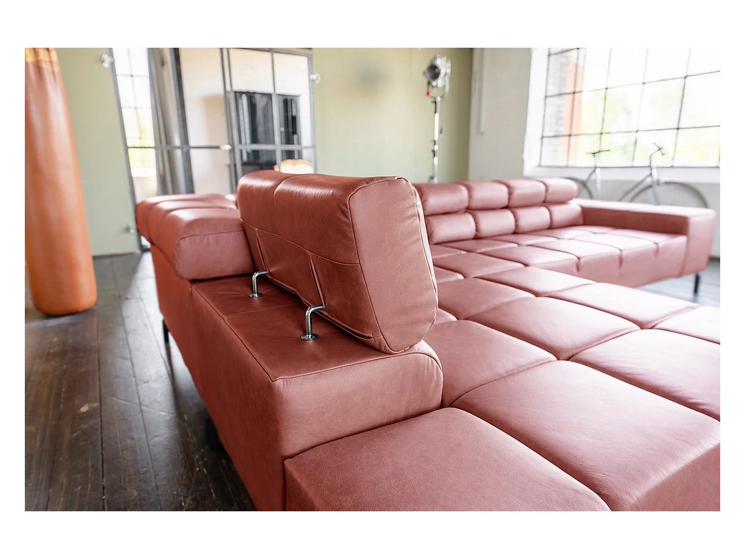 Ecksofa - Rot Leder - NELSON