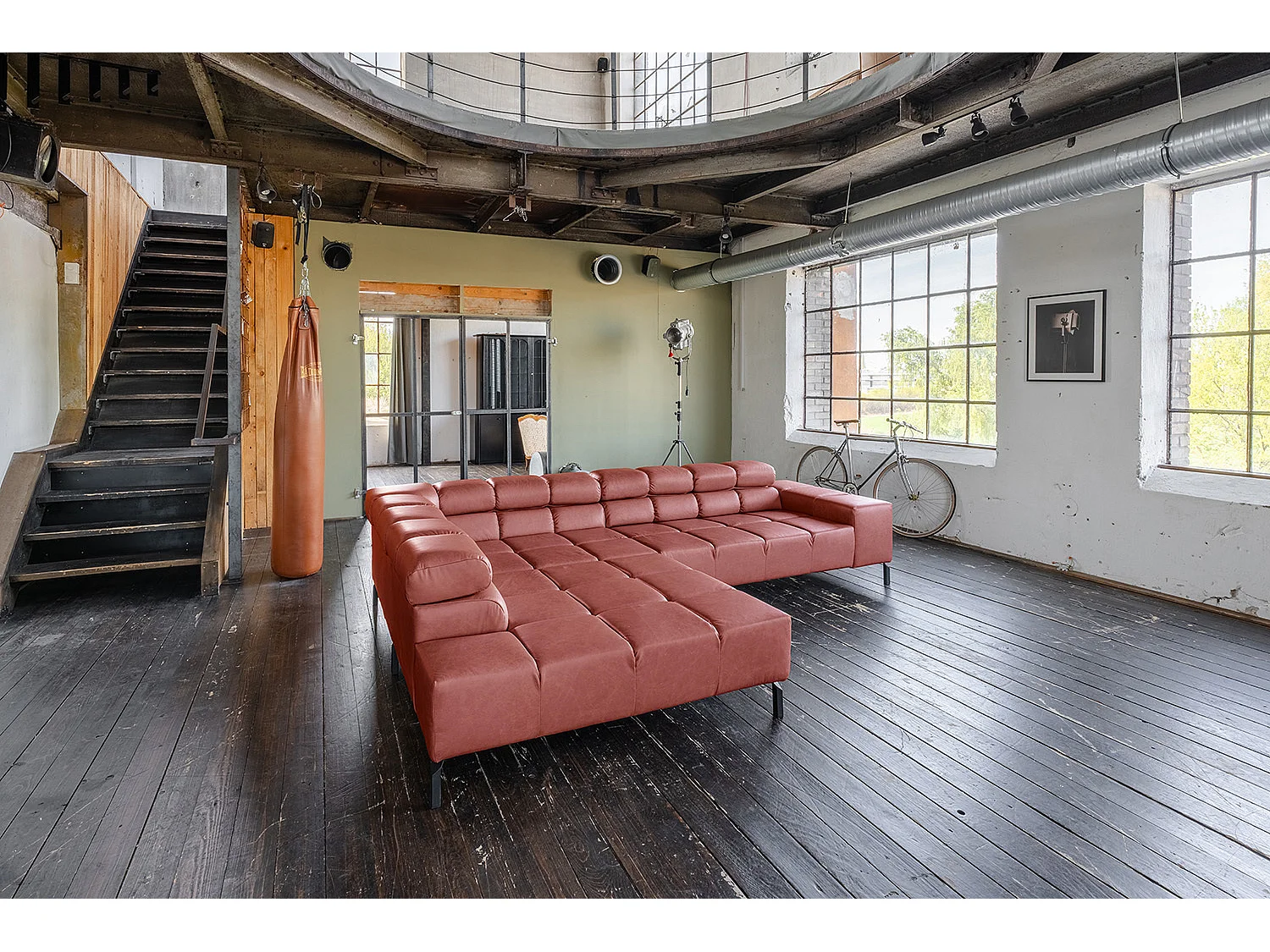 Ecksofa - Rot Leder - NELSON