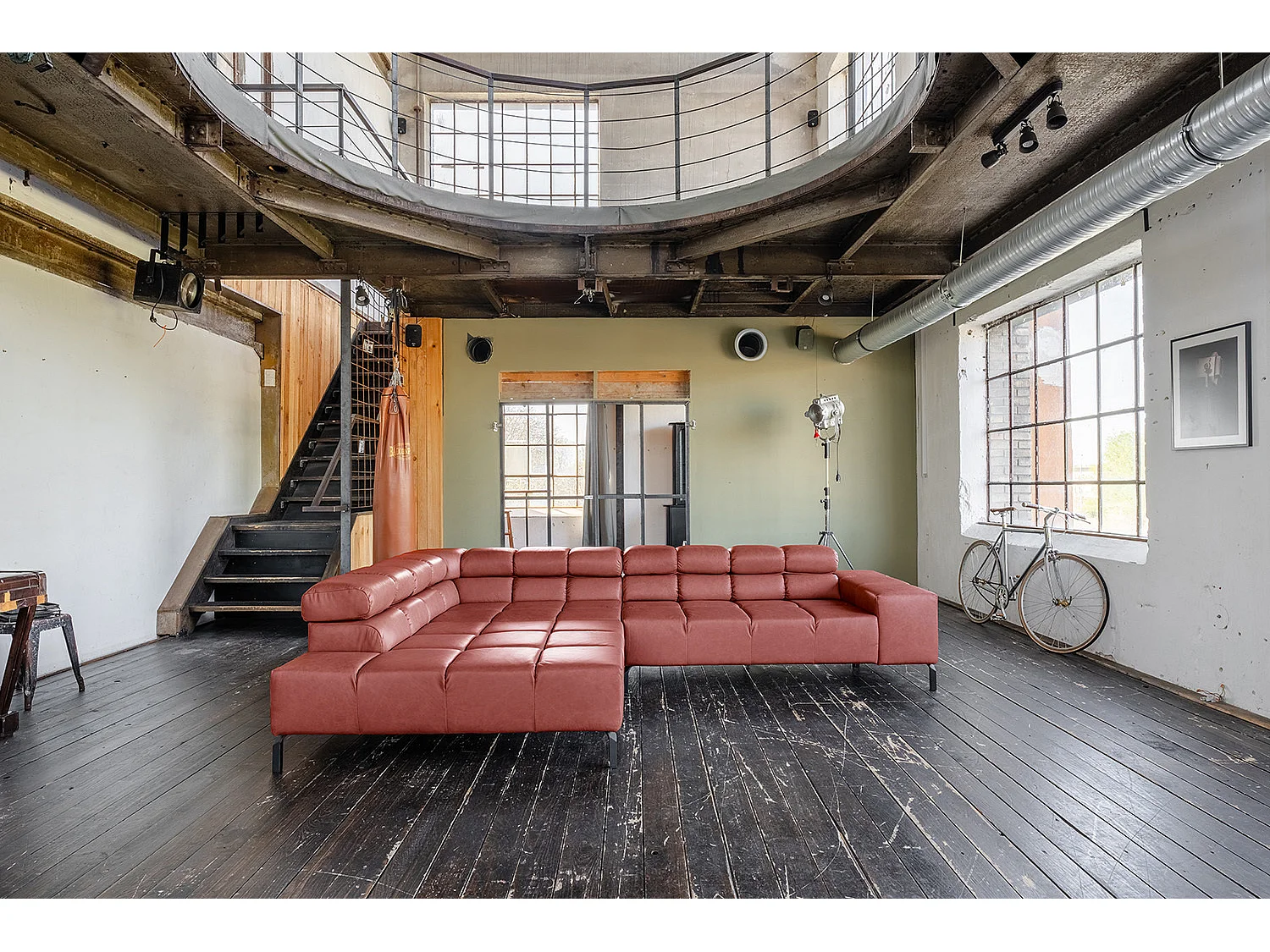 Ecksofa - Rot Leder - NELSON