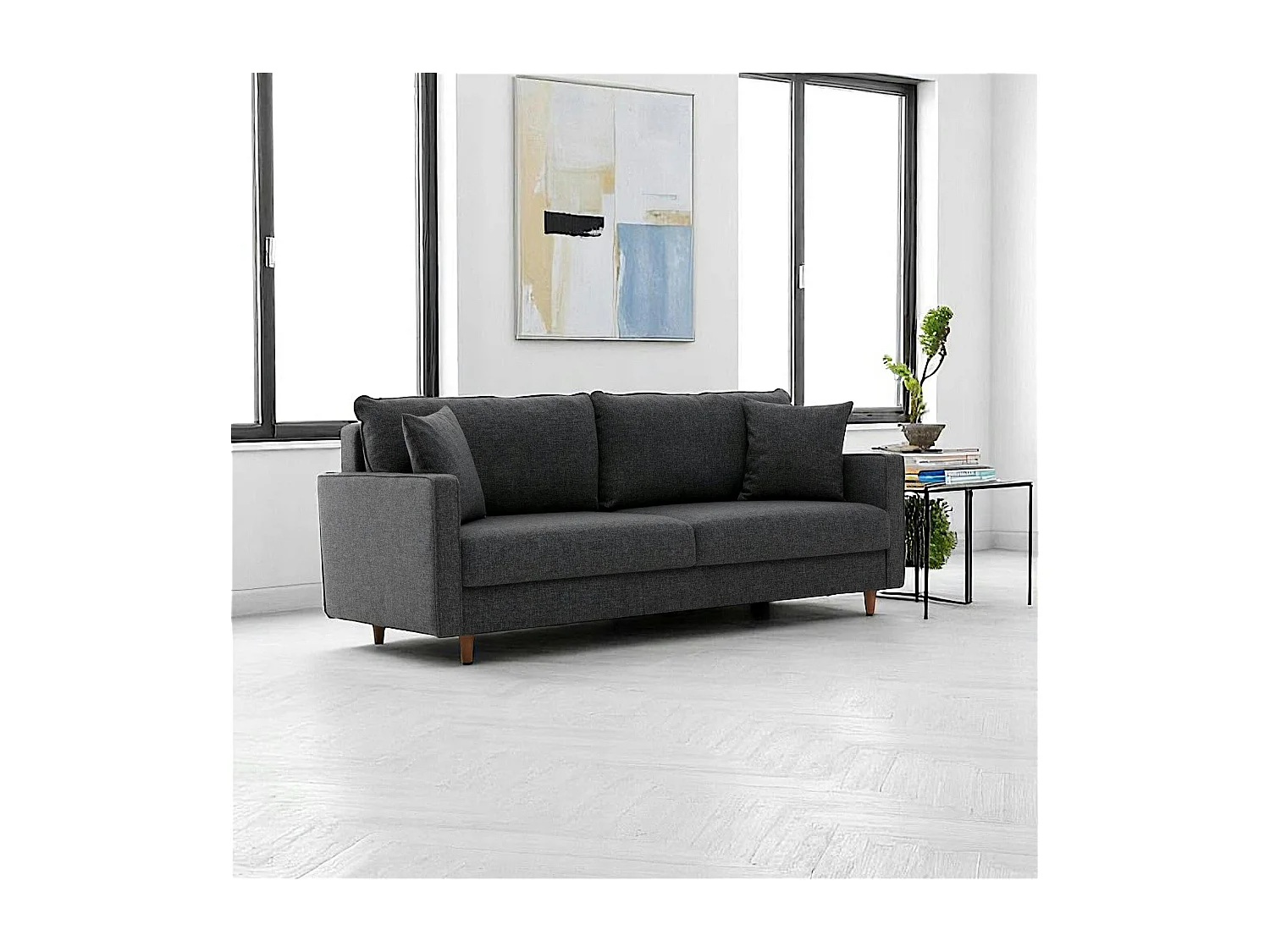 Canapé 3 places gris anthracite - dossier haut COMO