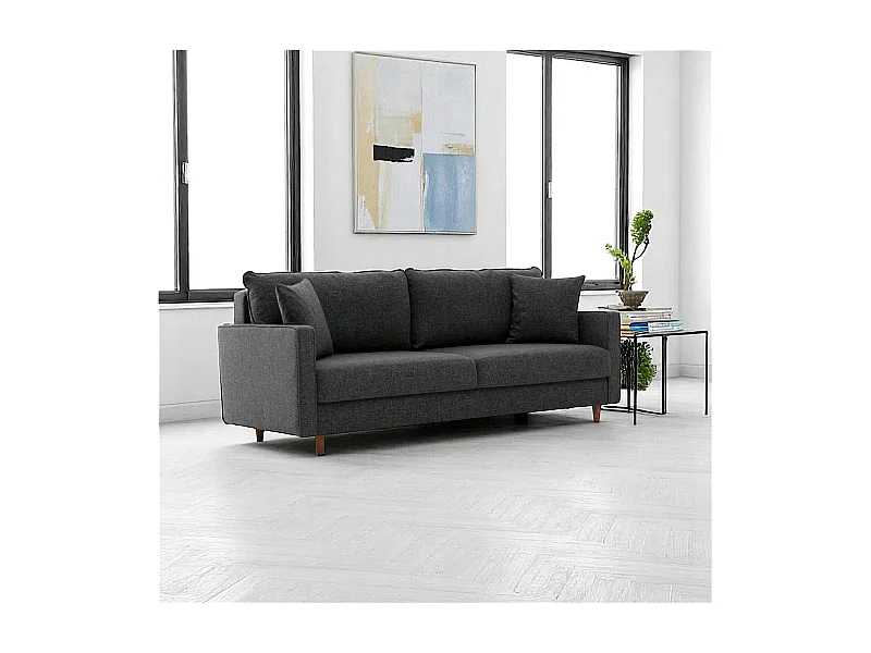 Canapé 3 places gris anthracite - dossier haut COMO