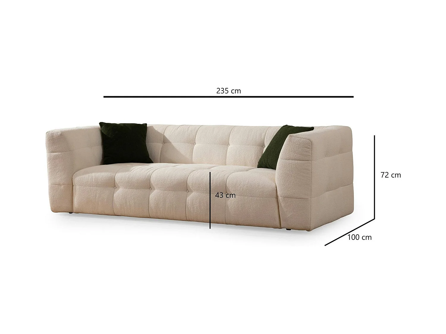 Canapé 3 places beige capitonné RAVELLO