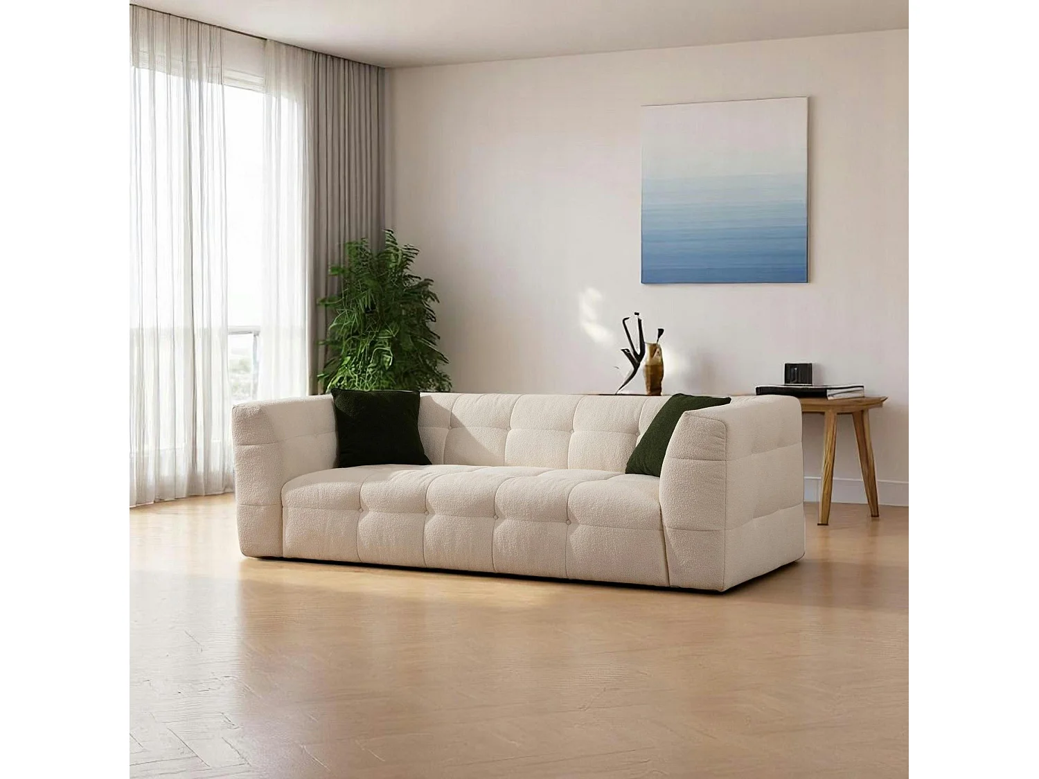 Canapé 3 places beige capitonné RAVELLO