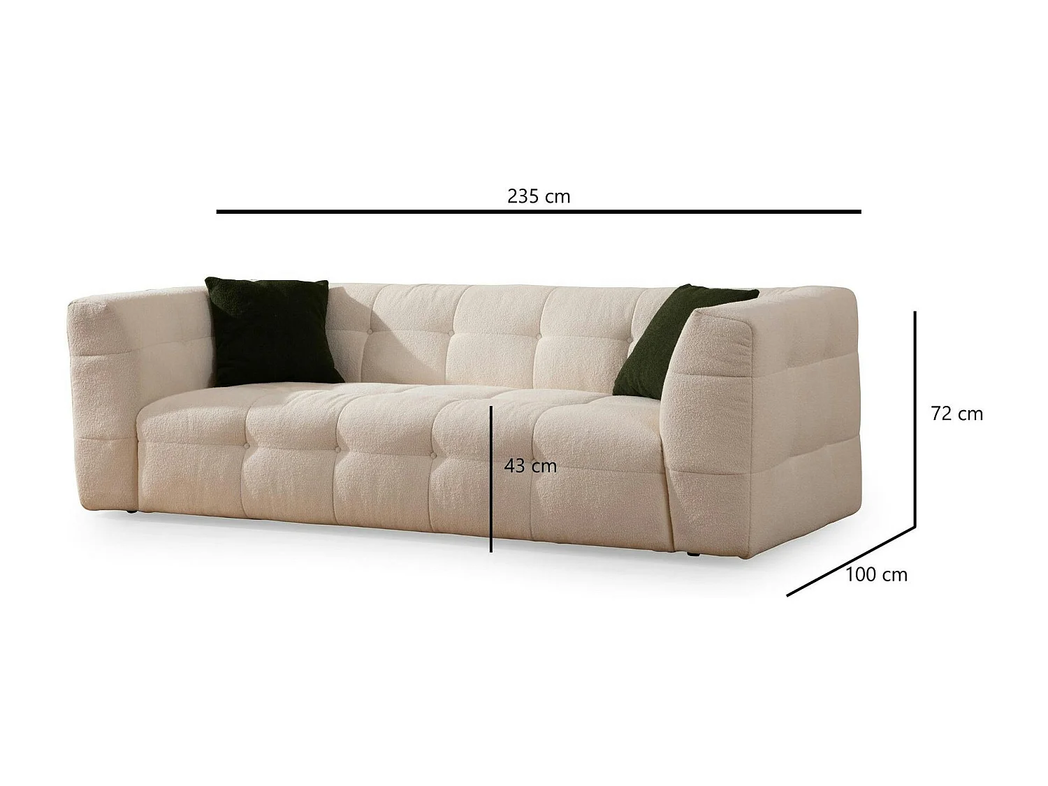 Canapé 3 places beige capitonné RAVELLO