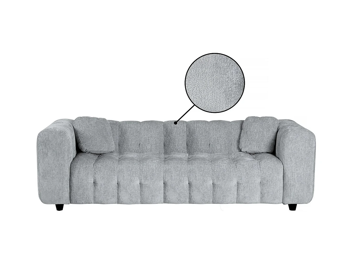 Canapé droit en tissu chenille "Vendome" - 3 places - Gris