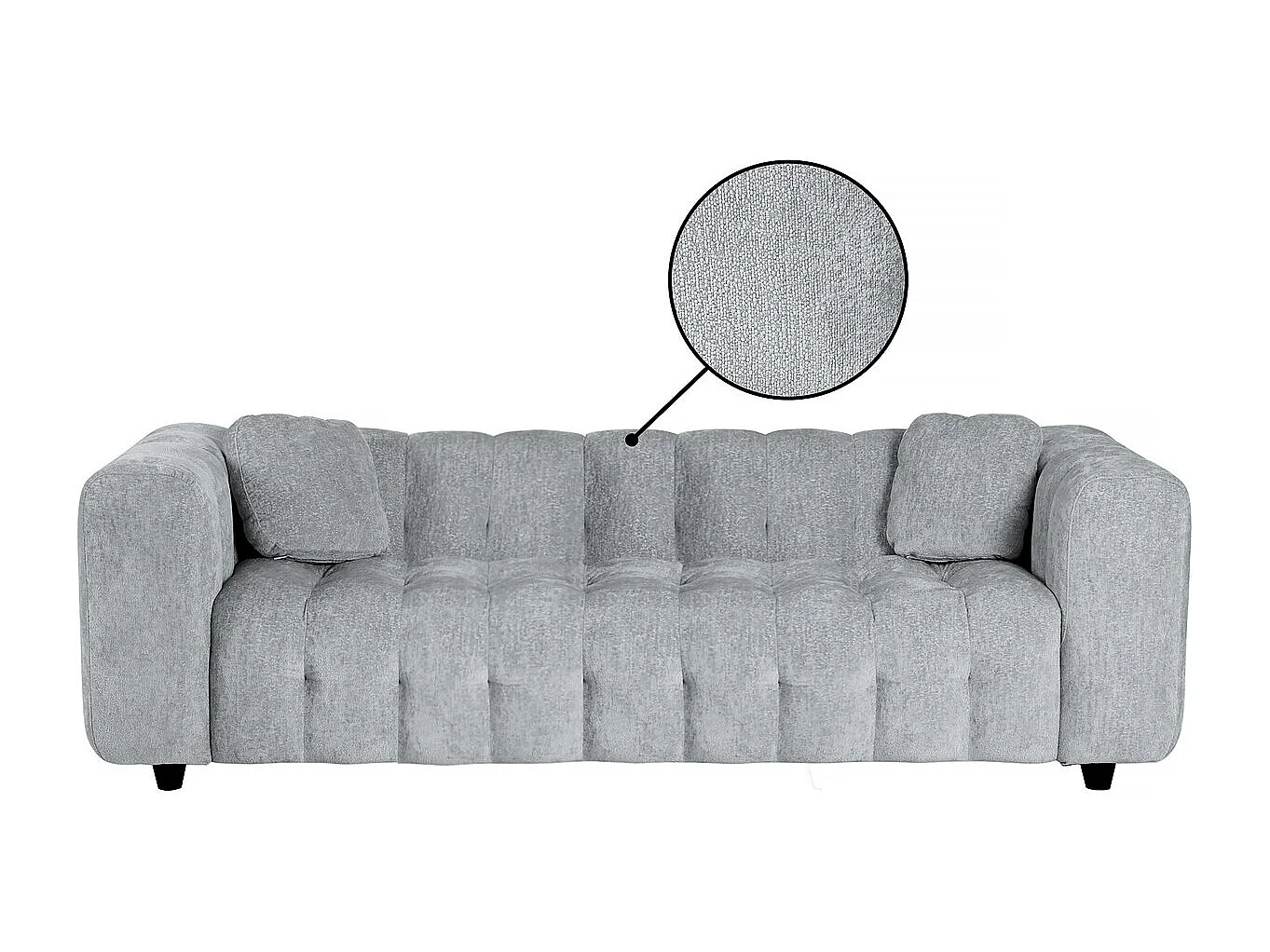 Canapé droit en tissu chenille "Vendome" - 3 places - Gris