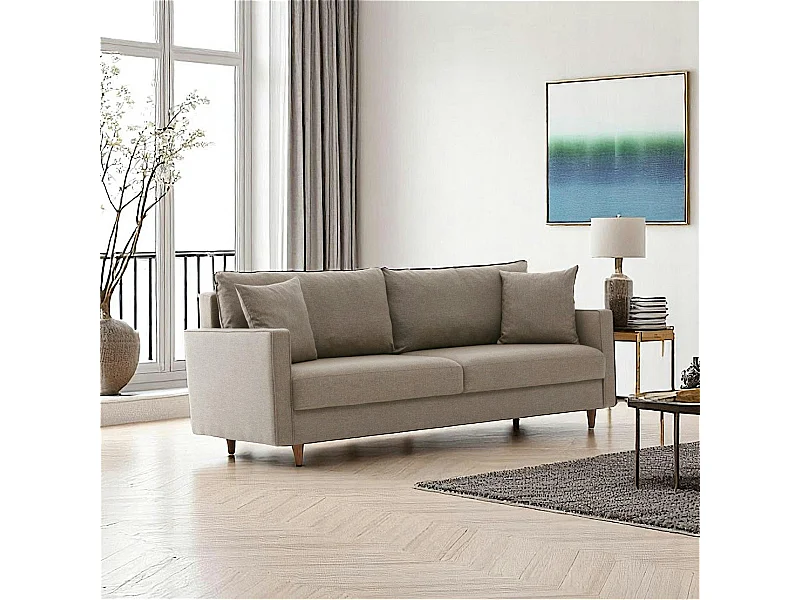 Canapé 3 places beige - dossier haut COMO