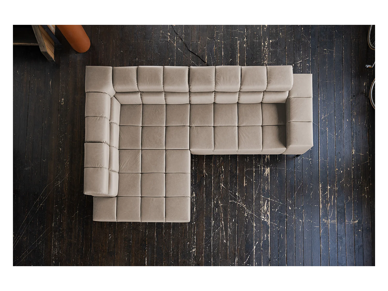 Canapé d'angle - Gris cuir - NELSON