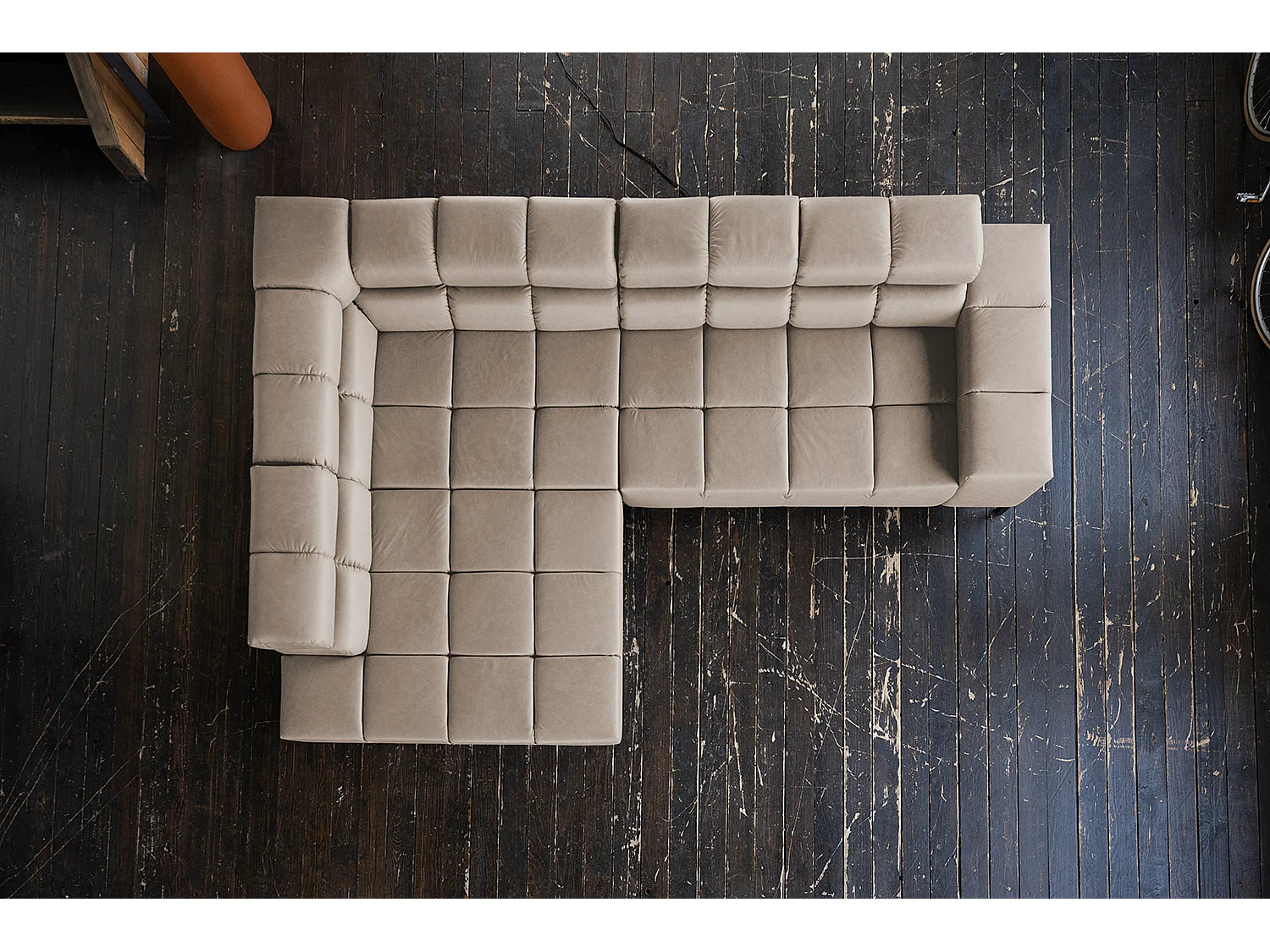 Ecksofa - Grau Leder - NELSON