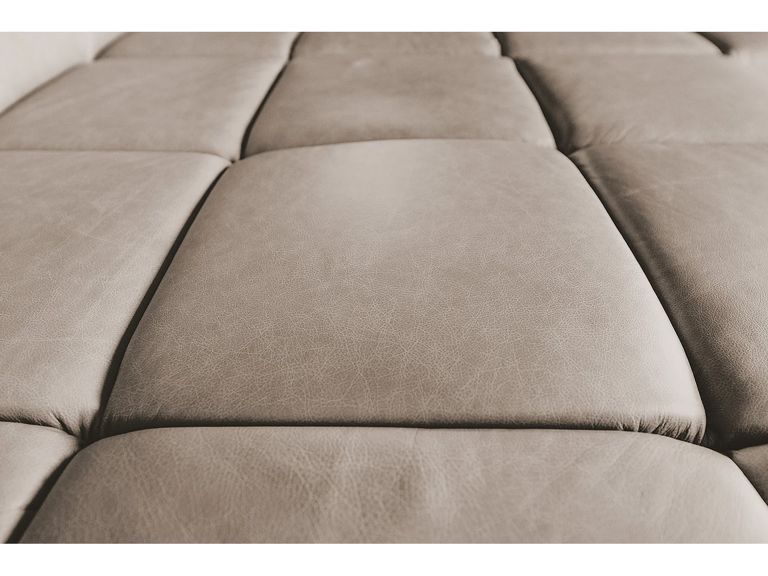 Ecksofa - Grau Leder - NELSON