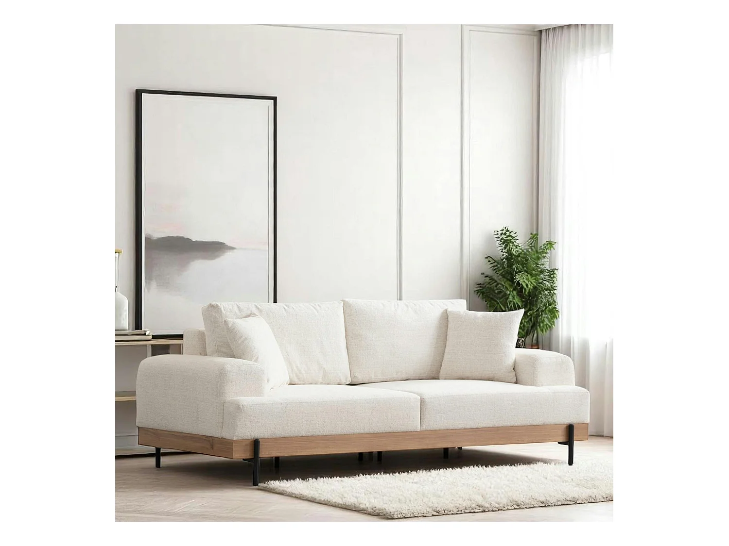 Canapé 3 places blanc - accoudoirs larges TROPEA