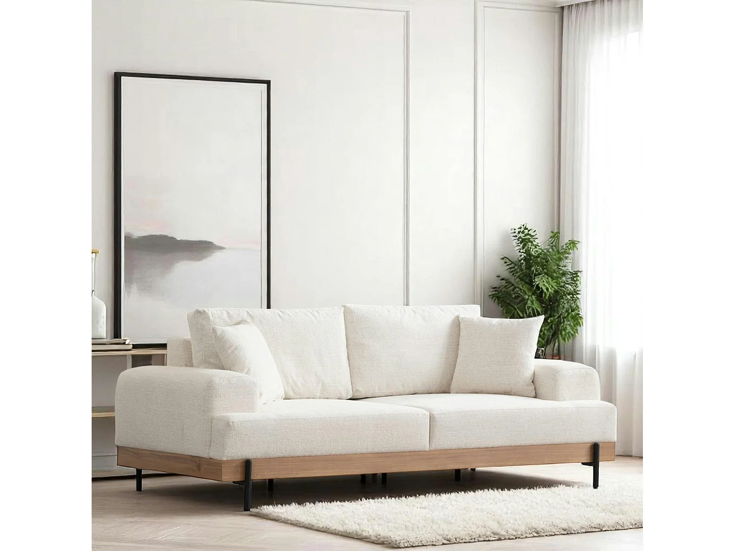 Canapé 3 places blanc - accoudoirs larges TROPEA