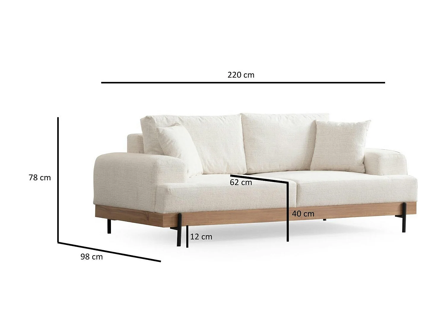 Canapé 3 places blanc - accoudoirs larges TROPEA