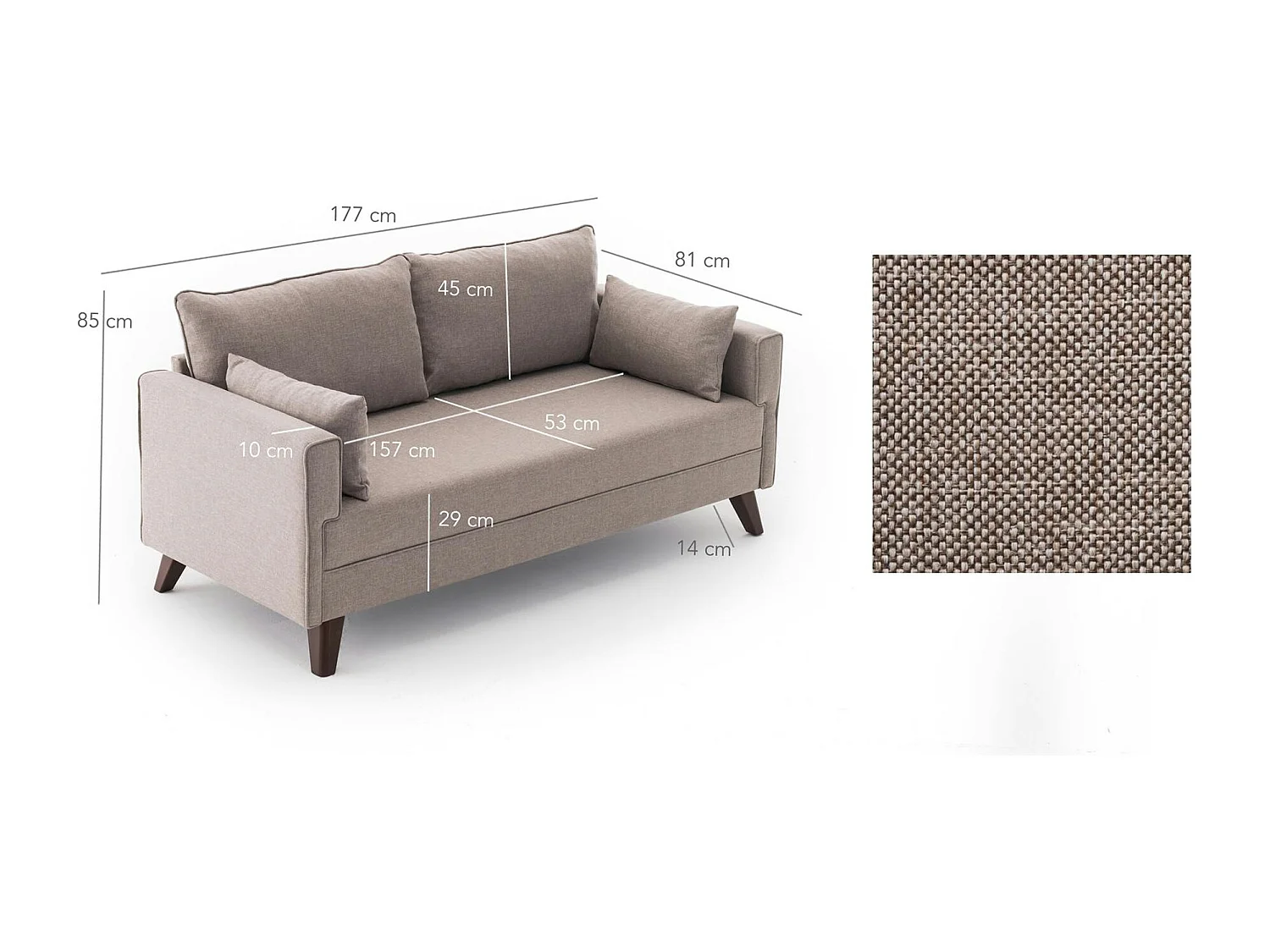 Canapé 2 places taupe - dos droit SPLIT