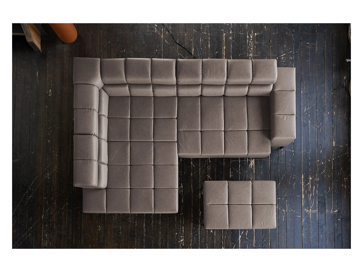 Canapé d'angle - brun foncé cuir - NELSON