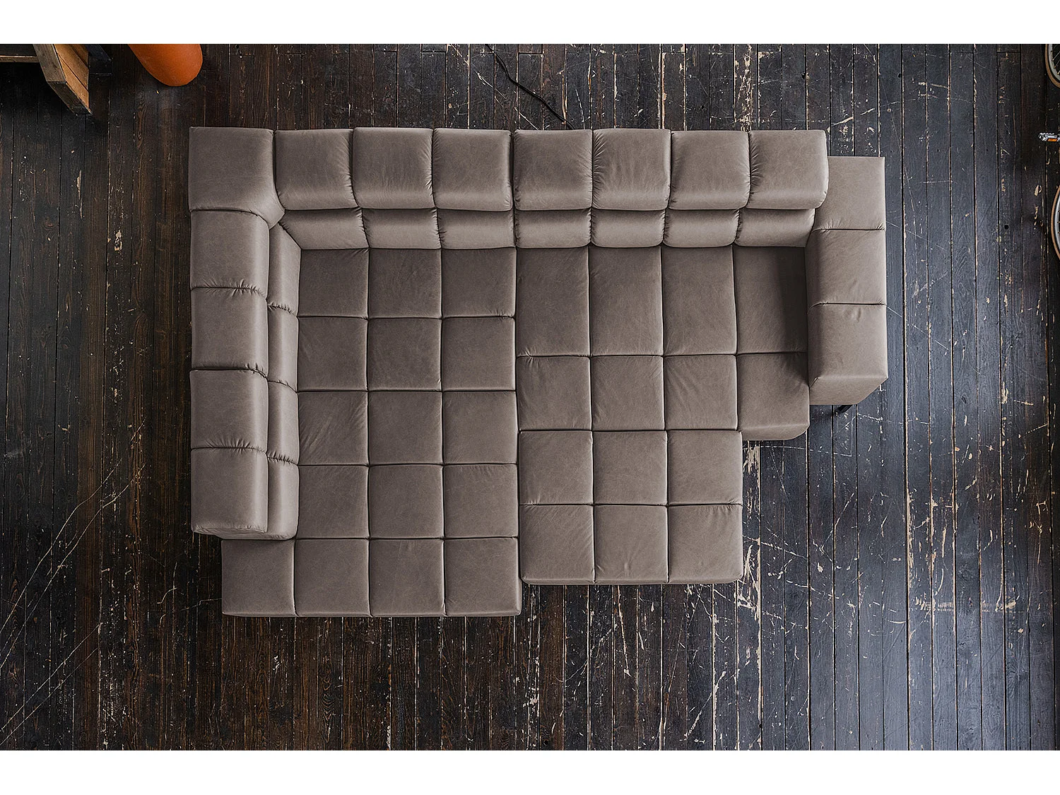 Hoekbank - Donkerbruin Leer - NELSON