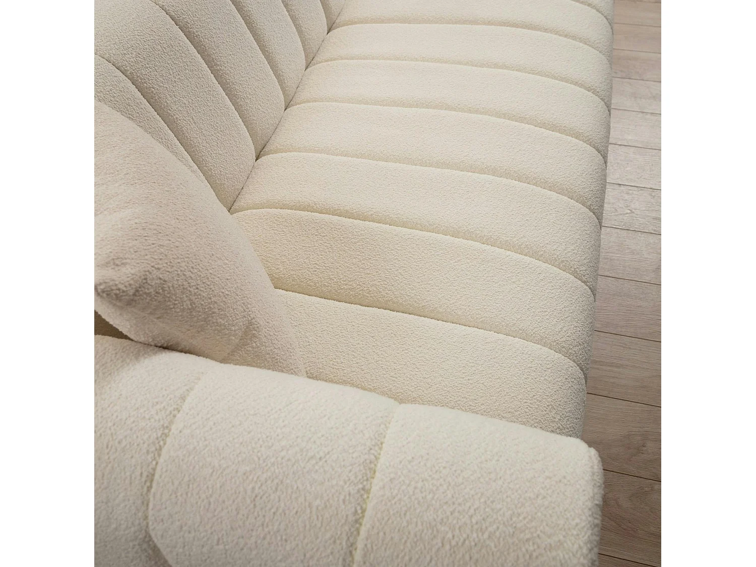 Canapé 3 places crème - tissu bouclette, style design LUCCA