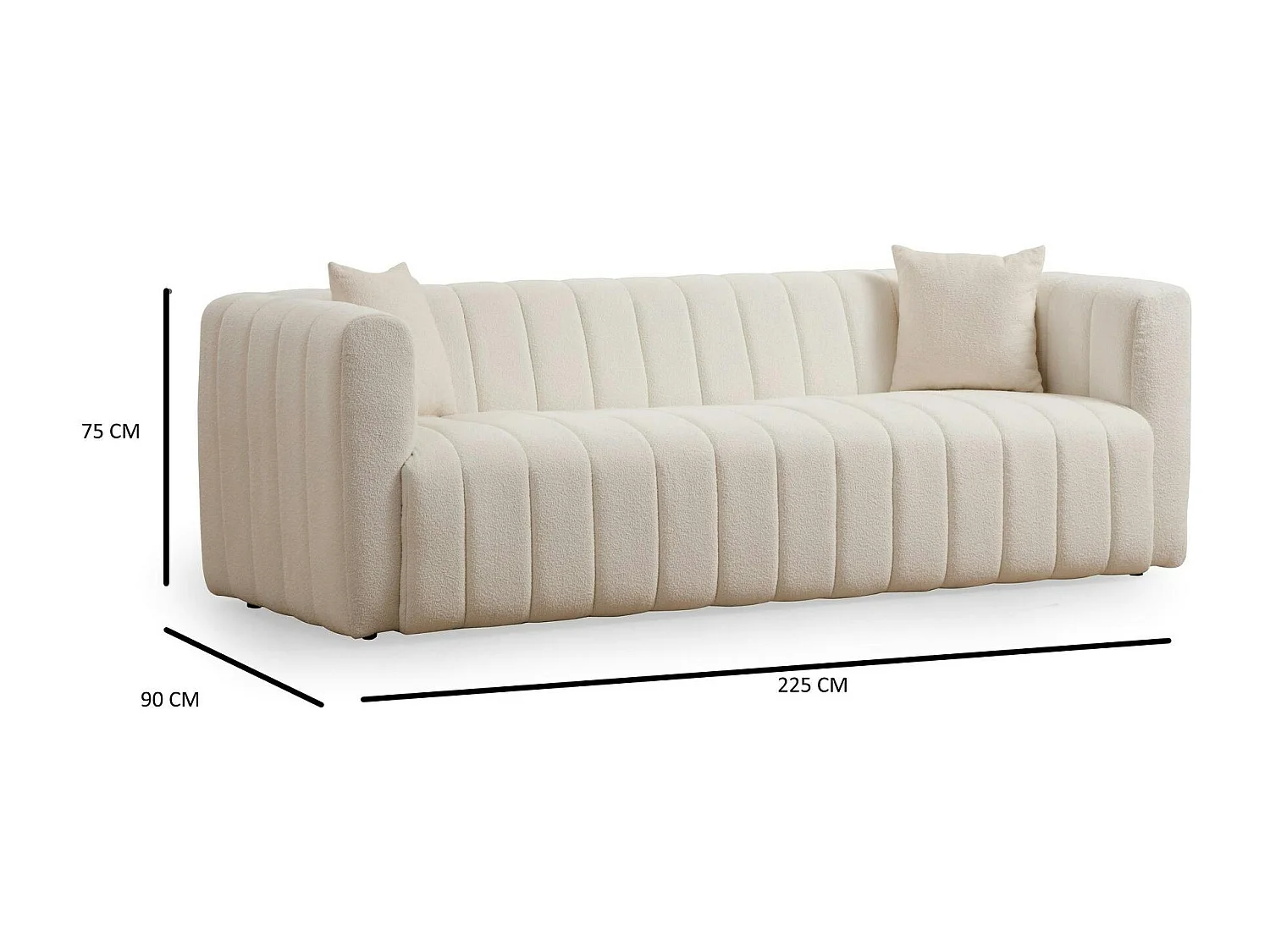 Canapé 3 places crème - tissu bouclette, style design LUCCA