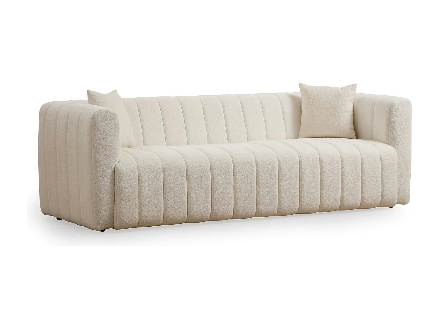 Canapé 3 places crème - tissu bouclette, style design LUCCA