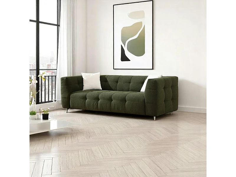 Canapé 3 places vert capitonné RAVELLO