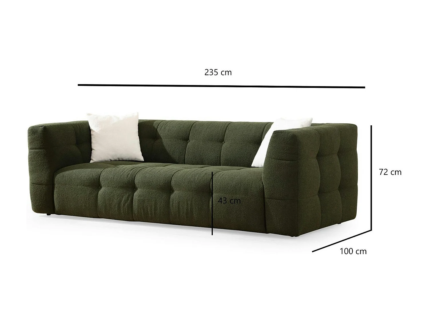 Canapé 3 places vert capitonné RAVELLO