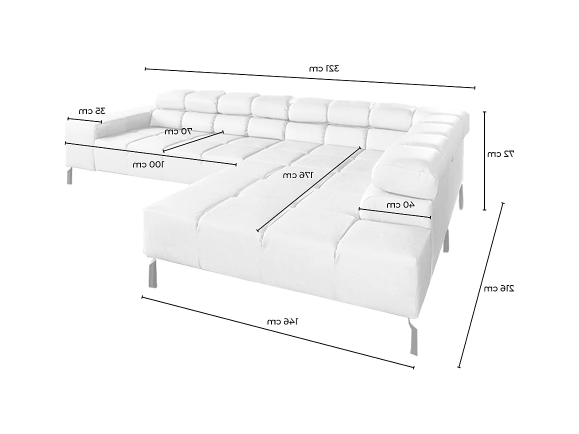 Canapé d'angle - Gris cuir - NELSON