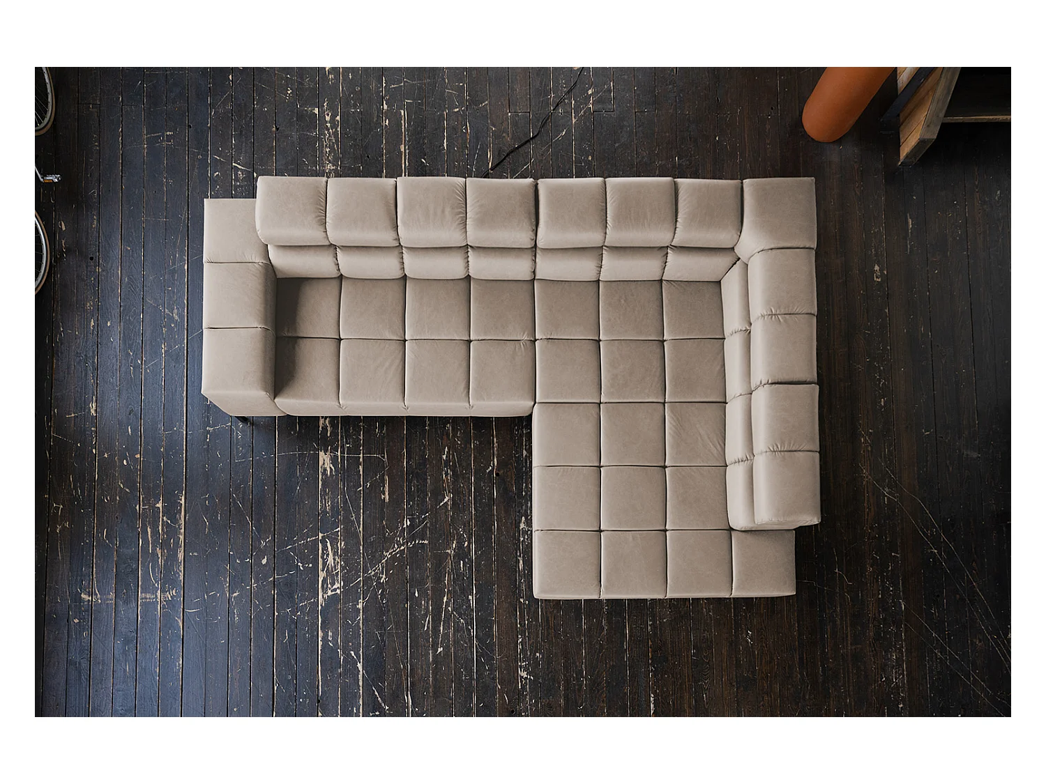 Canapé d'angle - Gris cuir - NELSON