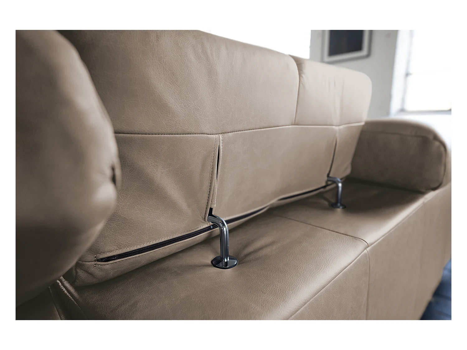 Canapé d'angle - Gris cuir - NELSON