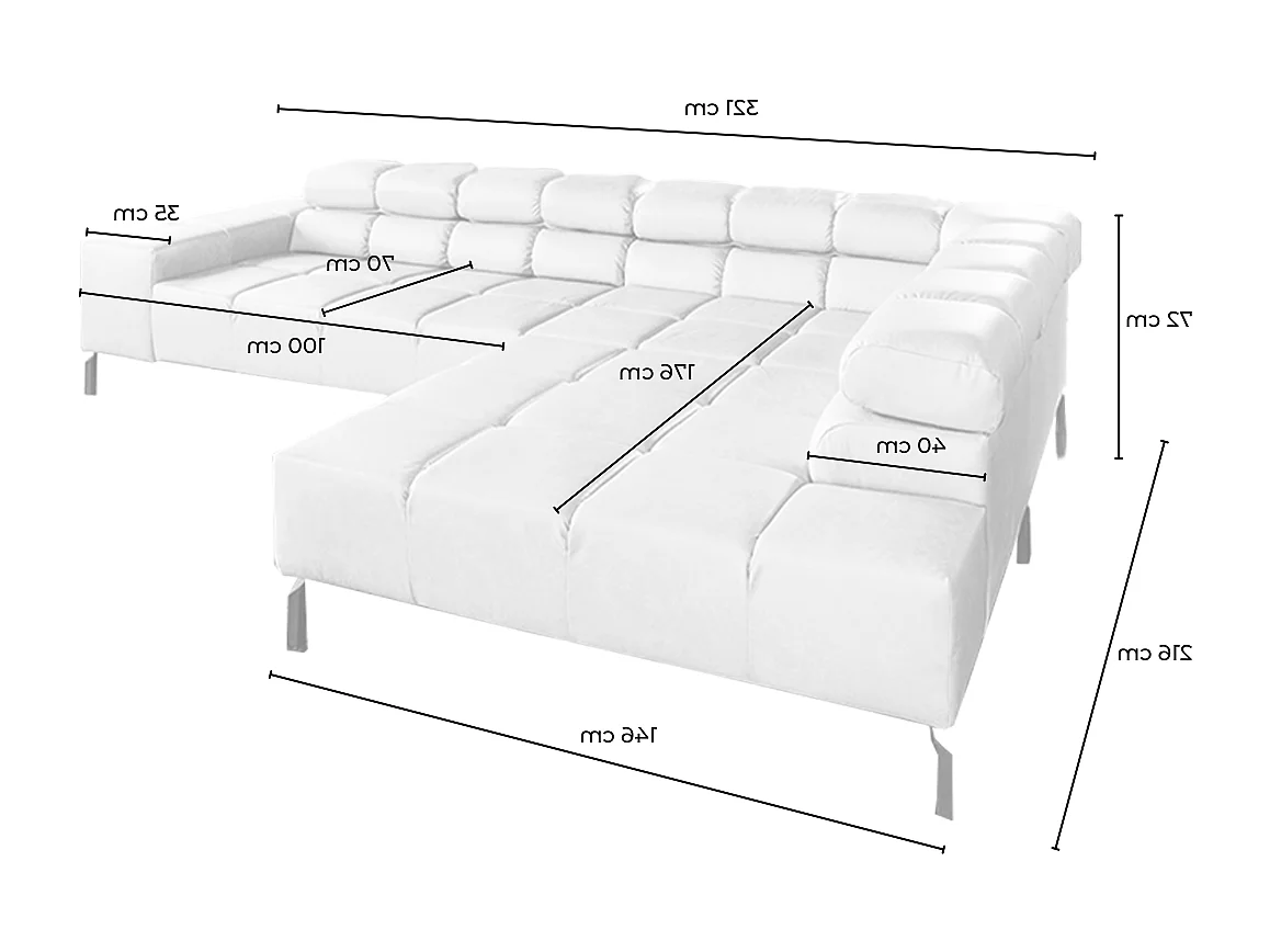 Ecksofa - Grau Leder - NELSON