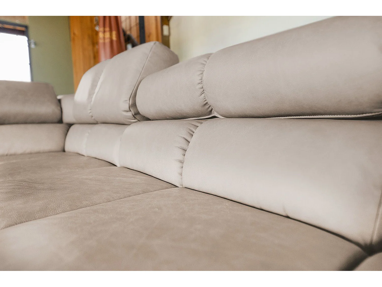 Ecksofa - Grau Leder - NELSON